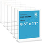 newnewshow Acrylic Sign Holder 8.5x11 Inch 6 Pack Vertical T Shape Double-Sided Desktop Display Holder