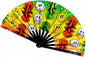Kandies World UV Reactive Custom Festival Folding Hand Fan - Unique Designs, Made of Bamboo, Clacking Sound, Lightweight - Perfect Rave and Festival Accessory!