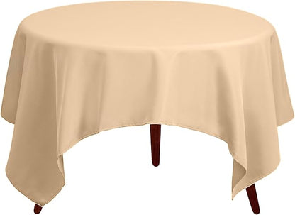 Gee Di Moda Square Tablecloth - 52 x 52 Inch Beige Table Cloth for Small Square or Round Tables - Heavy Duty Washable Fabric - for Buffet Table, Holiday Party, Dinner, Wedding & Baby Shower