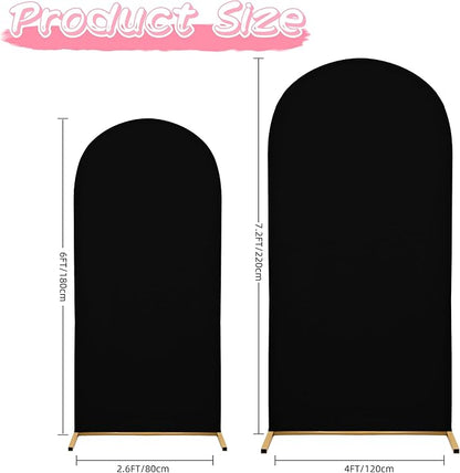Wedding Arch Covers Arch Backdrop Cover Arch Stand Covers 7.2FT 6FT Set of 2 Arch Cover Spandex Fabric Stretchy Backdrop for Wedding Birthday Party Decoration Baby Shower (Black, Cover Only)