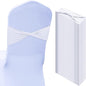 Kinlop 50 Pcs Spandex Chair Sashes Bows Chair Bands Slider Sashes for Covers Elastic Bands Ties Without Buckle Decorations for Wedding Party Events Ceremony Birthday(White)