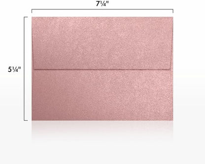 LUXPaper A7 Invitation Envelopes | Peel & Press | 5 1/4" x 7 1/4" | Misty Rose Metallic - Sirio Pearl | 84lb. Text | 1,000 Qty