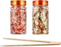 Gold Flakes for Resin, 2 Bottles 10g Imitation Golden Foil Gilding Flake Metallic Leaf for Cake Decoration Chocolate Making Nails Painting Art Crafts with Bamboo Tweezers (Gold, Copper Colors)