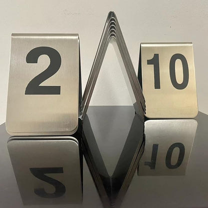 Metal Place Cards Stackable Tent Style Table Numbers,Place Card Holders for TRPG Wedding Party Restaurants Cafes Bars Gatherings Meeting Room Board Games (Black, Large 1-10)