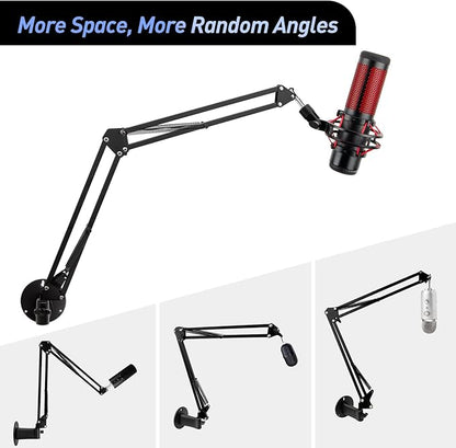Microphone Wall Mount Boom Arm - Microphone Wall Mount for Mic holder，Horizontal Mounting Wall，Space Saving Desktop Metal Mic Stand Clamp by SUNMON