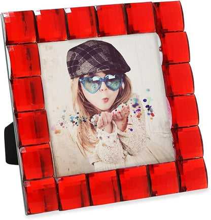 Isaac Jacobs Decorative Sparkling Red Jewel Picture Frame, Photo Display & Home Décor (4x4, Red)