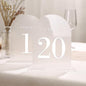 UNIQOOO Frosted Arch Wedding Table Numbers with Stands 1-20, 5x7" Acrylic Display Signs and Holders, Pack of 20, Perfect for Centerpiece, Reception, Decoration, Party, Anniversary, Event