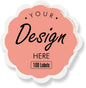 Custom Stickers - Personalized Labels with Heart, Floral Theme, Pink Color, Waterproof, Custom Style, 100 Square, Rectangle Shaped Stickers (Scalloped, 4"x4")
