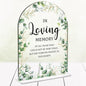 Wedding Memorial Sign，In Loving Memory Wedding Sign，Weddings Supplies 5x7 Inch, Wedding Decor Loving Memory Sign for Ceremony And Reception，Arch Acrylic Table Signs for Wedding, Anniversary (Foliage)