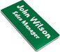 Custom Engraved Name Tag Badges for Business, Personalized Identification with Pin, Magnetic, Adhesive, or Blank Backing, 1.5"x3", Green/White Text