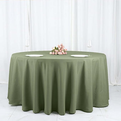 Efavormart Round Tablecloth, 120 Inch Stain & Wrinkle Resistant Washable Table Cloth, Decorative Polyester Fabric Table Cover for Banquet, Wedding, Dining - Eucalyptus Sage Green