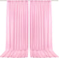 PARTISKY 10x10ft Pink Chiffon Sheer Backdrop Curtains, Wrinkle-Free Wedding Backdrop Drapes for Birthday Party Ceremony Arch Stage Decor Background for Photography 5x10ft,2 Panels