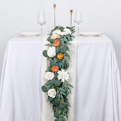 Kisflower 5 Pack 6.56FT Green Eucalyptus Garland for Decoration Table with Willow Leaves Greenery Garland Fake Hanging Plants Vines for Wedding Arch Decor Party Room Home Garden Office Wall Decor