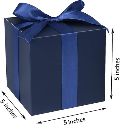 COTOPHER Small Gift Boxes 25 Pack 5x5x5 inches Blue Gift Boxes with Lids for Gifts, Crafting, Wedding Party Favor, Cupcake Boxes, Candy, Bridesmaids Proposal Box with Ribbons and Stickers