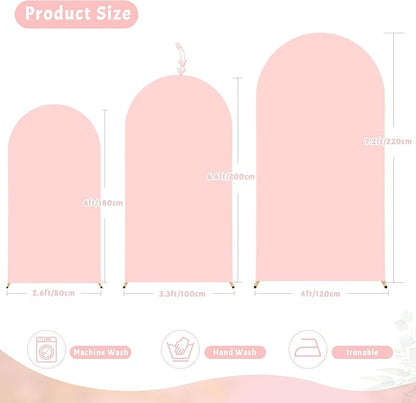 6.6FT Dusty Rose Arch Cover - Polyester Fitted Wedding Arch Stand Covers Round Top Chiara Arch Backdrop Cover for Birthday Party Banquet Photo Background Decoration