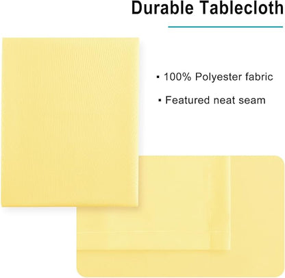 Hiasan Light Yellow Rectangle Tablecloth - Waterproof Spillproof and Wrinkle Resistant Washable Polyester Table Cloth for Dining Party, 52 x 70 inch