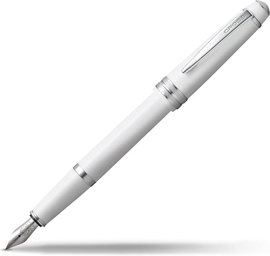 Cross Bailey Light Refillable Fountain Presented in a Everyday Gift Box - Medium Point, Black Ink, Polished White