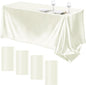 TURSTIN 4 Packs Satin Tablecloth 102 x 58 Inch Overlay Satin Table Cover Rectangle Bright Silk Tablecloth Smooth Fabric Table Decoration for Wedding Banquet Party Events, Ivory