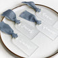 50Pcs Acrylic Place Card for Wedding Frosting Acrylic DIY Table Seating Cards Wedding Supplies with Blue Ribbon