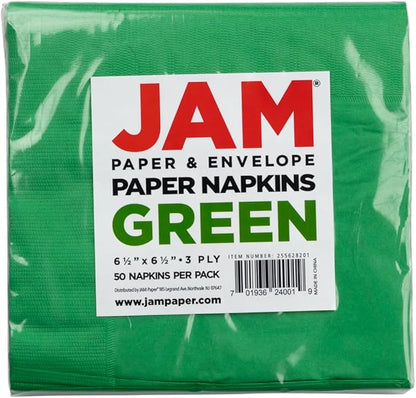 JAM PAPER Medium Lunch Napkins - 6 1/2 x 6 1/2 - Green - 50/Pack