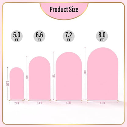LEBENGURU Upgraded 6FT Wedding Arch Cover, Light Pink Spandex Fitted Arch Backdrop Cover, Round Top Chiara Stand Covers for Birthday Party Baby Shower Banquet Balloon Décor