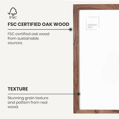 Opposite Wall - Set of 2-8x10 in - Dark Solid Oak Wood Picture Frames with Mat - Wall Hanging & Tabletop Photo Frame - Pictures Display 5x7 with Mat, 8x10 without - Office, Gallery & Home Decor