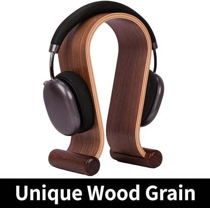 Wood Headphone Stand for Desk - Headset Holder Cute Gaming Wooden Headphones Hanger Hook Rack Base Storage Head Phone Accessories