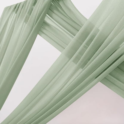 MLMC Sage Green Wedding Arch Draping Fabric 2 Panels 29" x 20 FT Extra Long Gauze Drapes Sheer Backdrop Curtains 6.6 Yards Outdoor Drapery Panels for Wedding Ceremony Party Ceiling Decoration
