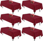 Burgundy 6 Pack Polyester Table Cloth 60 x 102 Inch, Rectangle Tablecloths for 6 Foot Tables Washable Table Cloth for Party Wedding