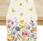 Flower Table Runner, Colorful Watercolor Pink Flower Plants Nature Butterfly Table Runner for Kitchen Dinner Living Room Home Party, 13x90 Inch