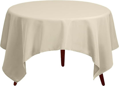 Gee Di Moda Square Tablecloth - 52 x 52 Inch Ivory Table Cloth for Small Square or Round Tables - Heavy Duty Washable Fabric - for Buffet Table, Holiday Party, Dinner, Wedding & Baby Shower