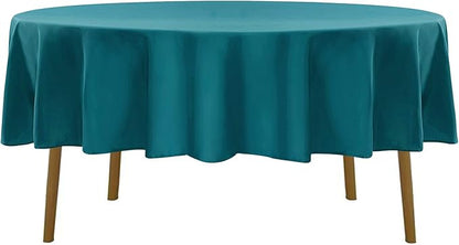 90 inch Round Tablecloth Washable Polyester Table Cloth Decorative Table Cover for Wedding Party Dining Banquet（90 inch,Teal）