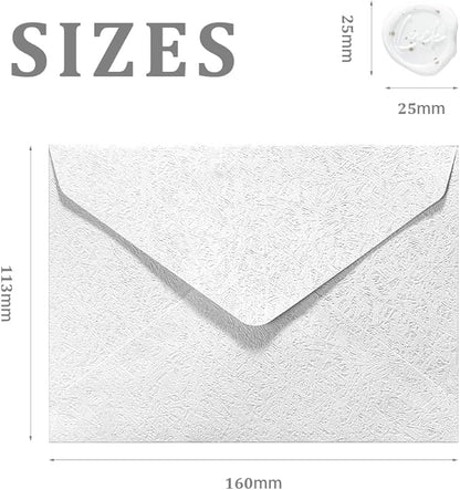 30 Pieces A6 Envelopes with 30 Seal Stickers, 6.32 x 4.45 inch Envelopes for 4 x 6 Wedding Invitation Cards, Greeting Cards, Graduation, Birthday Party Invitations, White.