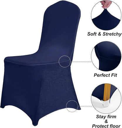 SUPERO Waterproof Spandex Chair Cover 25PCS, Stretch Dining Chair Covers, Polyester Outdoor Chair Covers, Protector Stretch Chair Cover for Party Universal, Banquet, Wedding Event, Hotel(Navy)