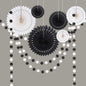 Cheerland Black White Party Decorations Hanging Paper Fans Garland Kit Gothic Decor Wedding Decoration Halloween Birthday Backdrop Baby Shower Goth Casino Emo Spooky Haunted House Party Supplies