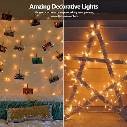 PhilzOps Christmas String Lights, 69.6ft 300Ct White Christmas Tree Lights Connectable, 120V UL Certified Incandescent Warm String Lights, White Wire Xmas Lights for Home Wedding Party, Warm White
