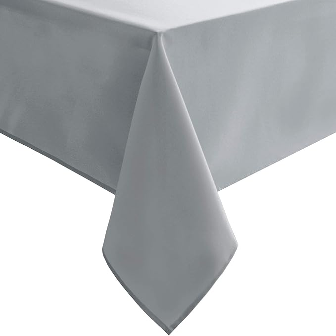 Hiasan Silver Grey Rectangle Tablecloth - Waterproof and Spillproof Washable Fabric Table Cloth for Dining Room Kitchen Party and Outdoor, 90 x 156 Inch