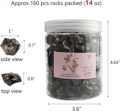 HappyFiller Halloween Decoration 160 Pack Gray Fake Crystal Ice Stone,Acrylic Rocks Gems,Grey Vase Fillers Diamond Cube,Table Scatters,Arts Craft,Wedding Centerpieces,Party Event Decor,Fishbowl