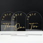 JINMURY Acrylic Arch Table Numbers with Stands, 5x7 Inch Acrylic Arch Sign Table Numbers for Wedding (Clear Gold Font, 1-10)