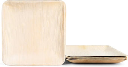 Disposable Palm Leaf Plates - Eco-Friendly Alternative to Bamboo Plates and Plastic Plates - Heavy-Duty Compostable & Biodegradable Party Plates - Microwave and Oven Safe Dinnerware - 10" Set of 50