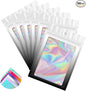 Funfery 100 Pack Gradient Holographic Bags,Resealable Bags with Zipper,Clear Window Packaging Pouchs,Foil Bag for Food Storage,Small Business,Sample Jewelry Bag(3×4.7In,White Black)