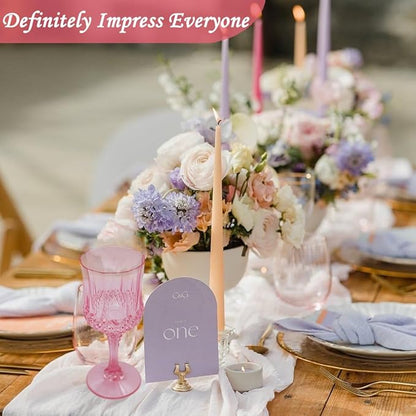 Plastic Wine Glasses，Plastic Goblets Vintage Style Cordial Drinking Glasses for Wedding Reception, Grand Event Party Supplies (24, Pink)