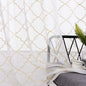 Sheer Curtains Gold 95 Inches Long, Rod Pocket Drapes for Living room, Bedroom, Embroidered Moroccan Tile Lattice Design Semi Crinkle Voile Curtain Panels for Patio, Villa, Parlor, Set of 2, 52"x95".