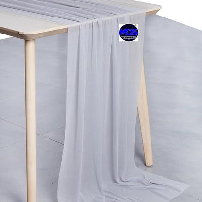MDS Halloween Chiffon Table Runner - 25 Pack, 29 x 170 Inches, 14ft Each - Sheer Spooky Table Runners for Haunted House Parties, Trick-or-Treat Tables, Witchy Décor, Wedding & Events - Cool Gray