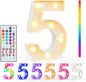 Pooqla Colorful Lighted Numbers with Remote, 35 Colors Light Up Numbers for Party, RGB LED Marquee Number Lights Gift for 5th Birthday Decorations, Wedding, Bar, Night Light, Home Decor, Number 5