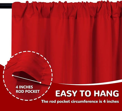 MEETSKY Red Backdrop Curtains for Party Valentine's Day Arch Stage Wedding Ceremony Red Curtains Fabric Photography Backdrop Drapes for BBirthday Party Baby Shower Christmas, 5ft x 7ft, 2 Panels