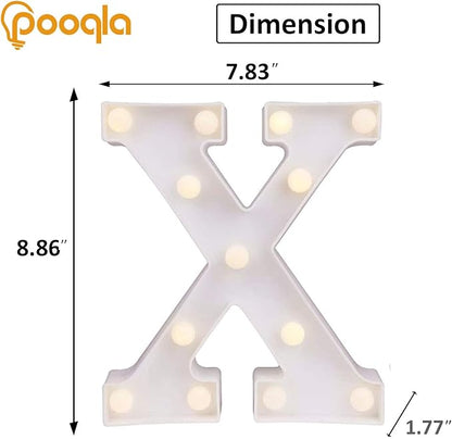 Pooqla LED Marquee Letter Lights Sign, Light Up Alphabet Letter for Home Party Wedding Decoration X