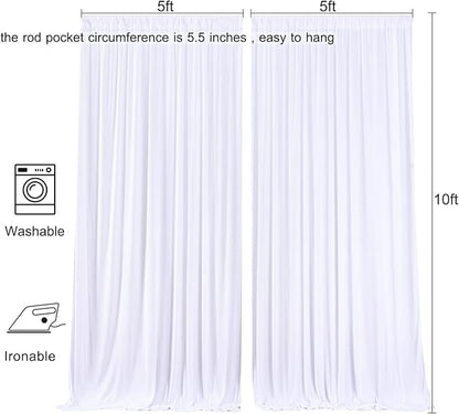 AK TRADING CO. 10 feet x 10 feet Polyester Backdrop Drapes Curtains Panels with Rod Pockets - Wedding Ceremony Party Home Window Decorations - White (Pack of 12)