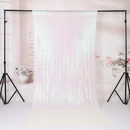 Eternal Beauty White Iridescent Sequin Backdrop, 6x6 Ft Glitter Background Curtains for Shimmer Photography Party Wedding Birthday Back Drop Decor
