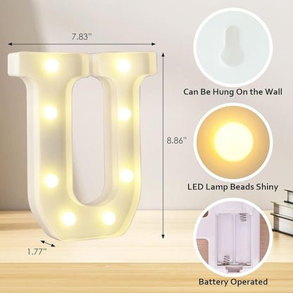 LED Marquee Letter, Light Up Letters, Decorative Led Numbers Lights, Battery Powered Light Letters I Love U Sign Lights for Wedding Proposal Decor-Warm White